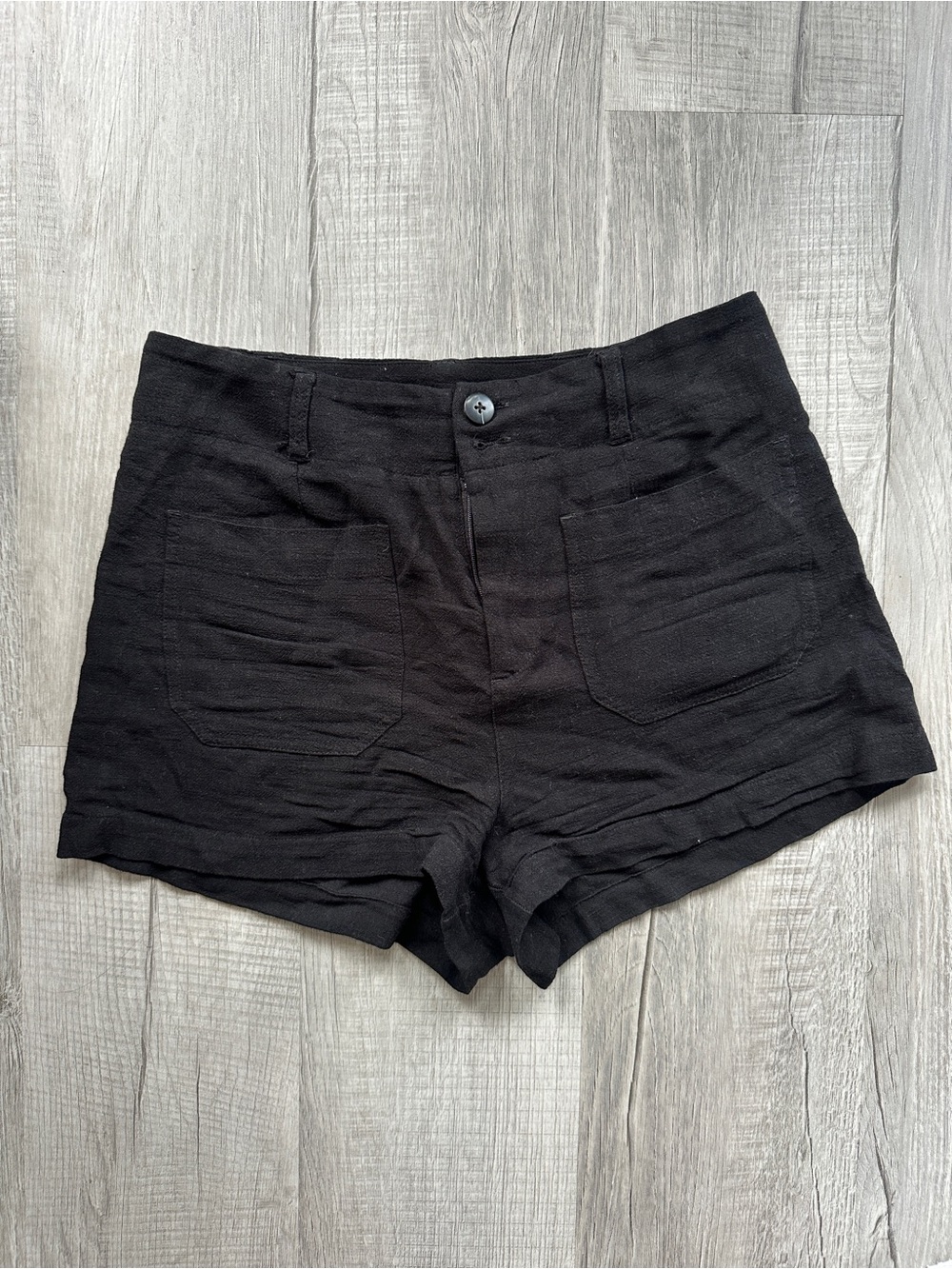 Z Supply Black High Waist Linen-Blend Shorts